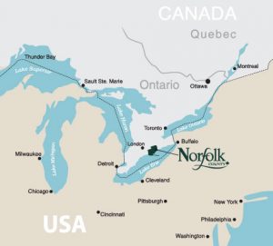 Map showing Norfolk County location